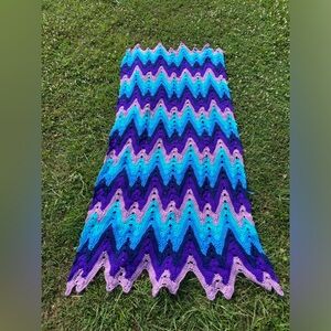 vintage chevron stripe afghan blanket or throw